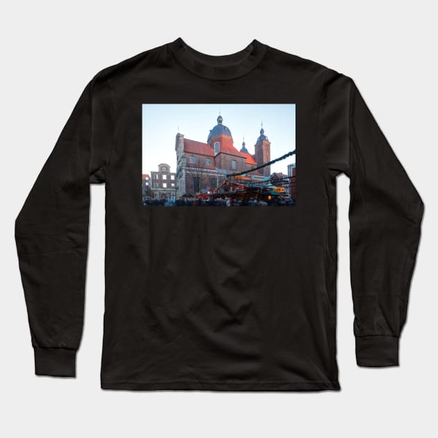Dominican Church, Church, Christmas Market, Munster, City, Westphalia Long Sleeve T-Shirt by Kruegerfoto
